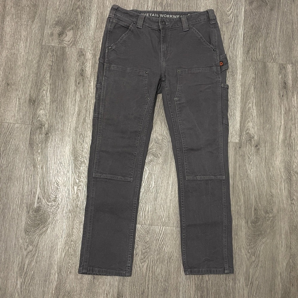 Dovetail Workwear Pants Womens 8 Gray Maven Slim Double Knee Workwear Canvas